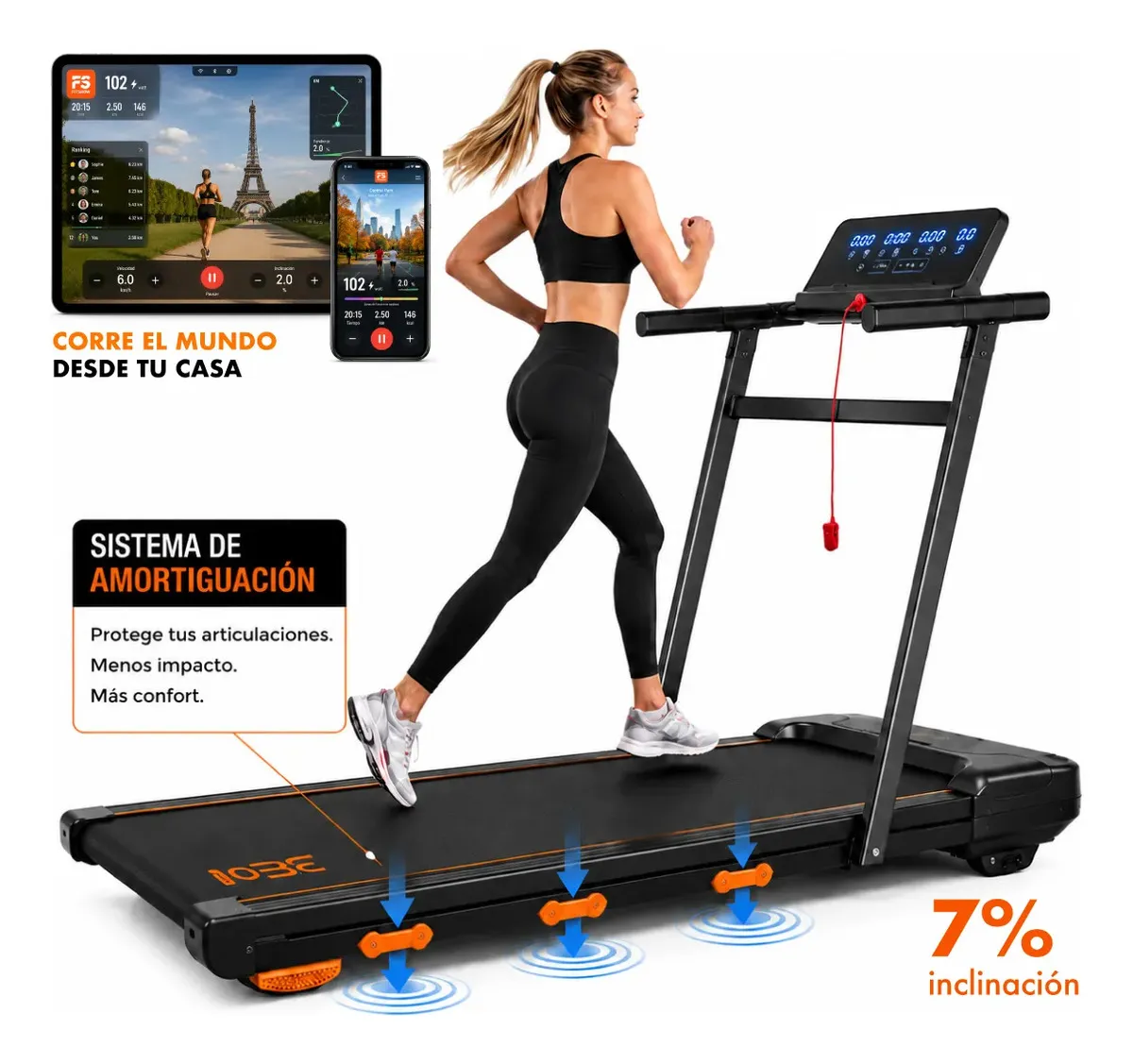 Caminadora Electrica 2hp Plegable Lumo Bluetooth Walking Pad Negro