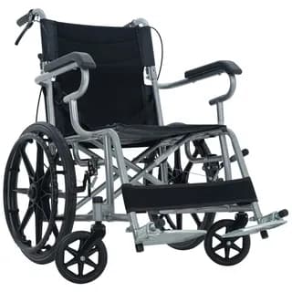 Silla De Ruedas Plegable Todo Terreno Reforzada De Lujo Con Respaldo Abatible Y Descansapiés Ergonómicos Medical Store Color Negro