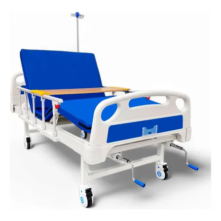 Cama hospitalaria manual porta suero bandeja comida colchon 2 posiciones Lumo