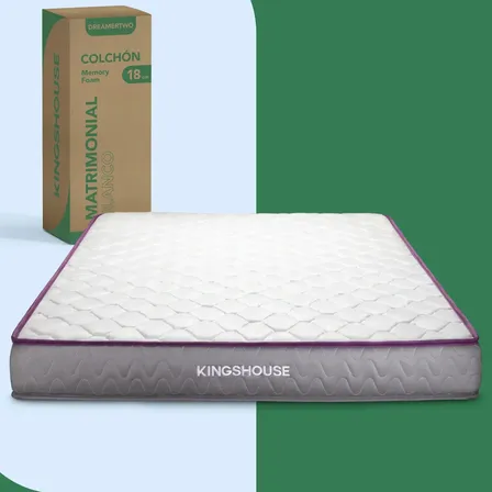 Colchón Kingshouse Matrimonial de Memory Foam Firmeza Media en Caja