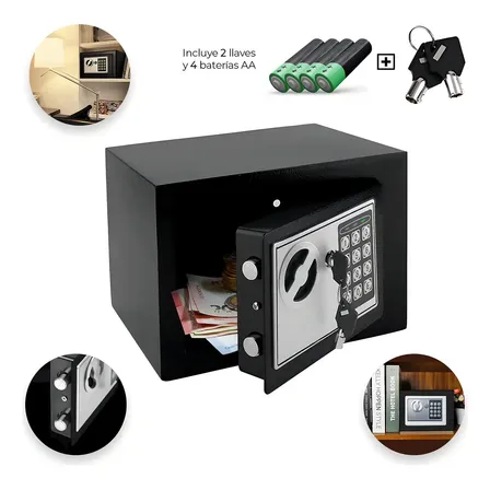 Caja Fuerte Digital De Alta Seguridad Con Código Y Llave Negro